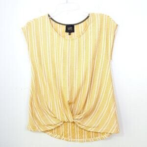 W5 Anthro gold & white textured twist front top L
